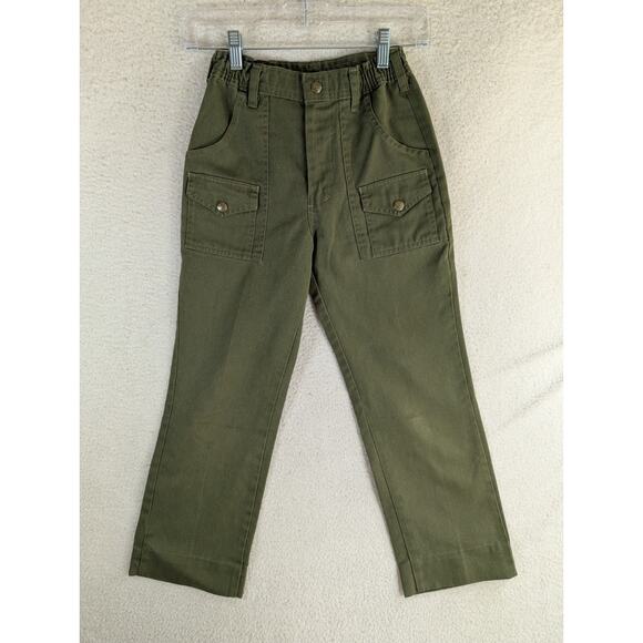 Vintage Boy Scounts BSA Cargo Pants Boys Size 10 Uniform Green Hiking Camping - Picture 1 of 16